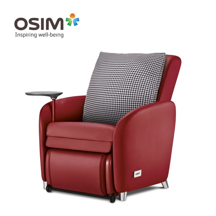 OSIM uDiva 3 (Red) Transformer Smart Sofa + Cushion Cover (Houndstooth)