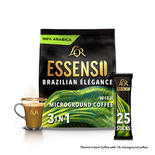 L'OR ESSENSO Brazilian Élégance with Microground Instant 3in1 Coffee, 25 Sticks