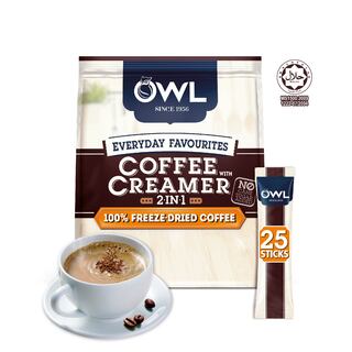 OWL 2in1 Instant Coffee - Everyday Favourites with 100% Freeze-Dried Coffee - Coffee with Creamer, 25 sticks
