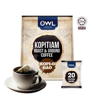 OWL Kopitiam Roast & Ground Coffee, Kopi-O Gao, 20 sachets