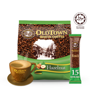 OLDTOWN Hazelnut Flavoured Instant 3in1 Premix White Coffee, 15 Sticks