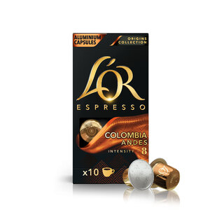 L'OR Espresso Colombia Intensity 8 Nespresso®* Compatible Coffee Capsules, 10 capsules per pack