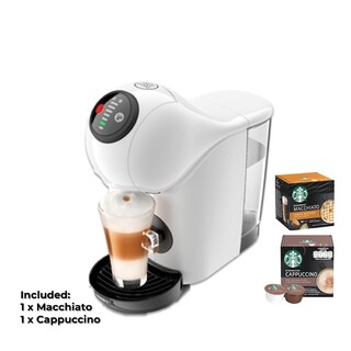 NESCAFE Dolce Gusto Genio S Basic Automatic Coffee Machine (White)With  2 Box Starbucks Capsules 1 X Latte Macchiato 1 X Cappuccino