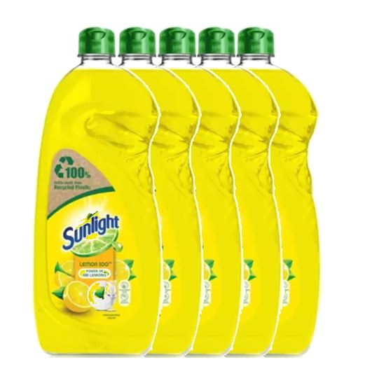 Sunlight Lemon Dishwashing Liquid 1L (Pack of 5)