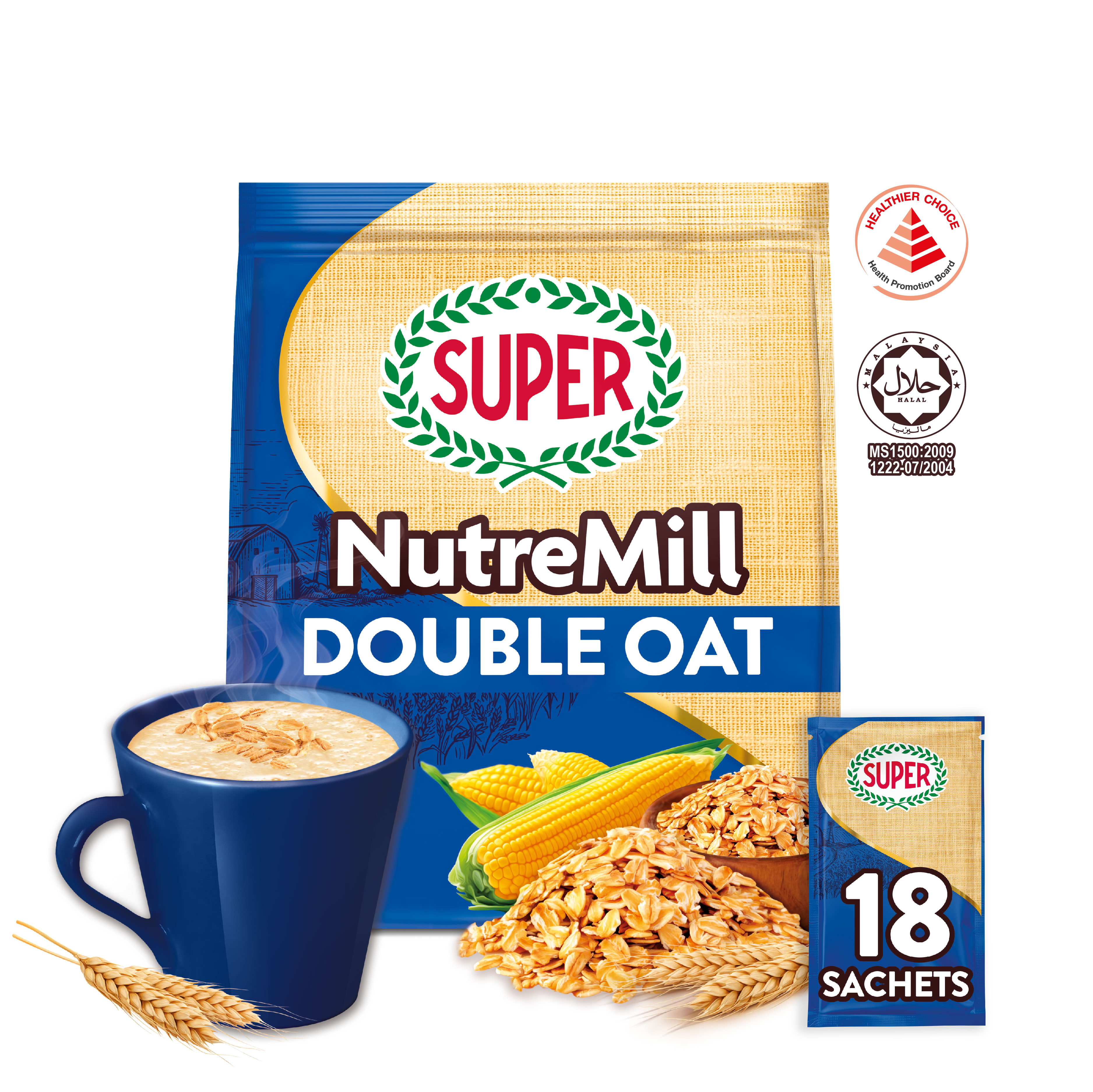SUPER NutreMill Double Oat, 3in1 Cereal, 18 sachets