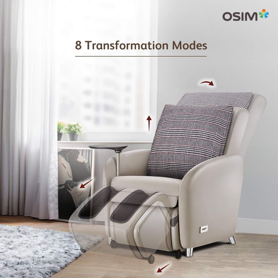 OSIM uDiva 3 (Red) Transformer Smart Sofa + Cushion Cover (Tartan)