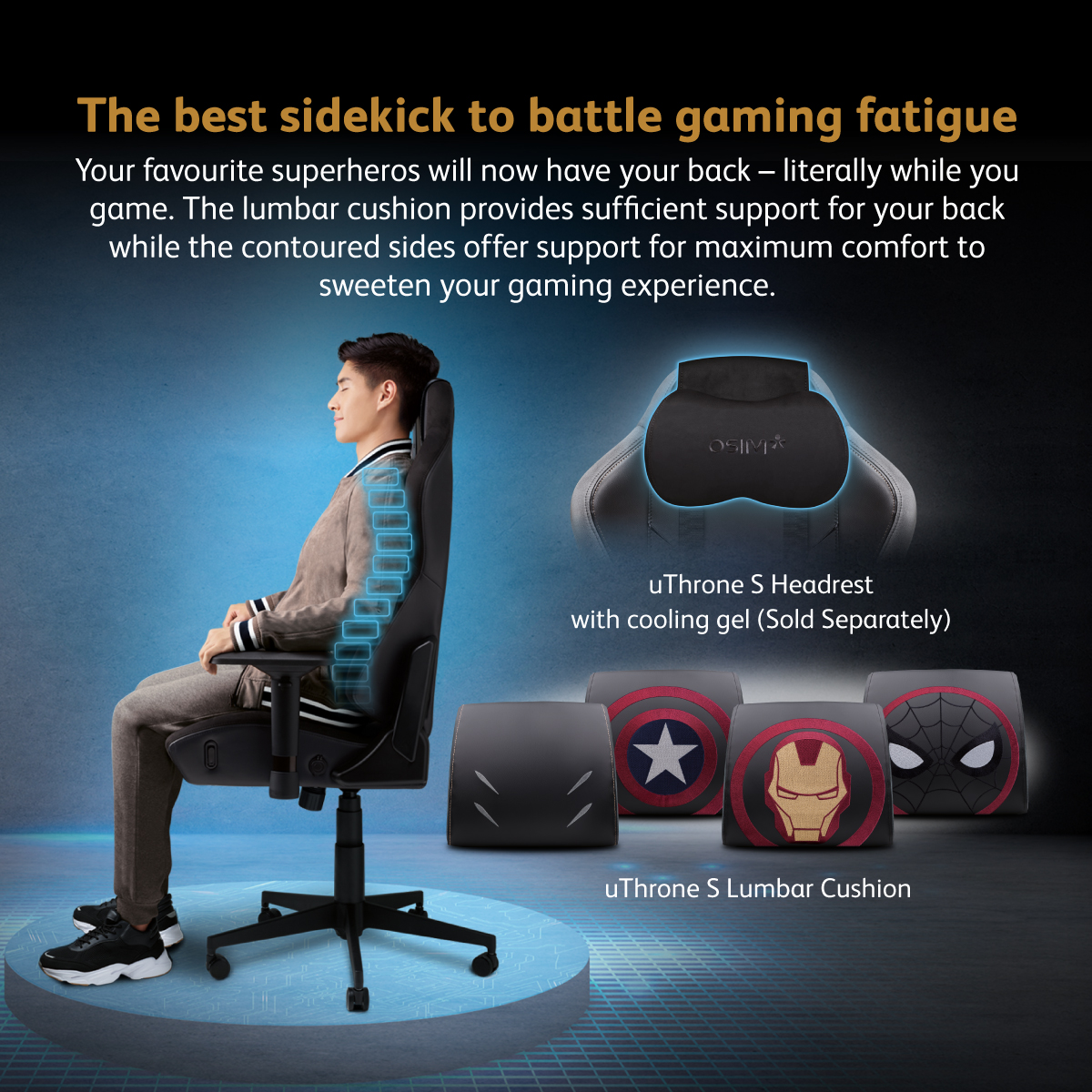 OSIM uThrone S (Black) Gaming Chair with Customisable Massage - Self Assembled 